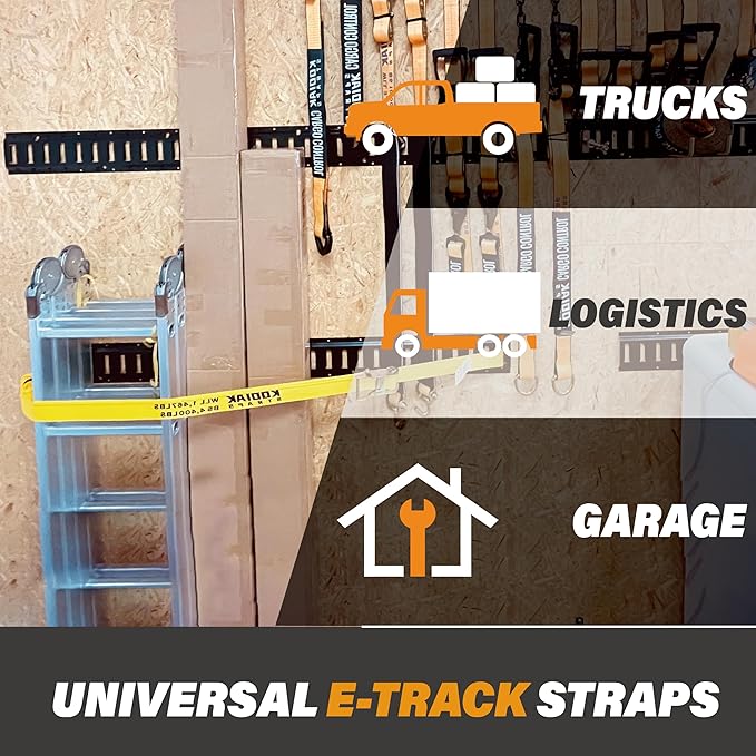 8 Pack E-Track Ratchet Straps 2" x 16' x 4,400 lbs Strength for Cargo Tie Down in Enclosed Trailer & Van by KODIAK STRAPS