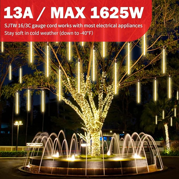EP 25FT Black Outdoor Extension Cord, 16/3 SJTW Heavy Duty Waterproof, 3 Prong Grounded Plug, 13A 1625W 16AWG, Cold-Resistant Flexible Power Cable for Garden, Home, Christmas Lights
