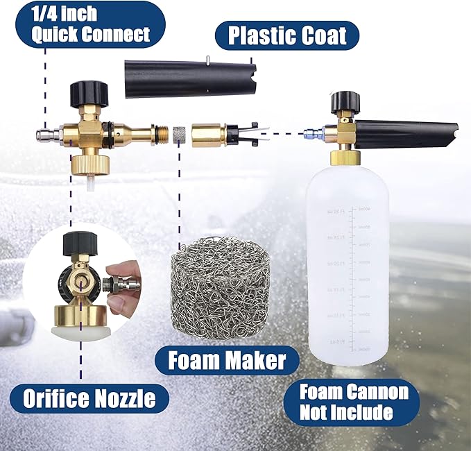 RIDGE WASHER 1.1 mm Orifice for Foam Cannon and Foam Maker, Universal Thread Nozzle Tips and Mesh Filter for Snow Foam Lance, 4-Pack