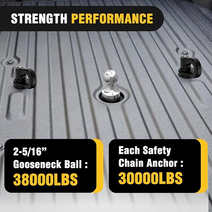 Nilight 60692 Puck System Gooseneck Hitch Kit w/Box for 2016-2025 Chevy Silverado GMC Sierra 2500HD 3500HD Nissan Titan XD, 2013-2025 Ford F250 F350 F450, 2-5/16" Ball w/Chain Anchor