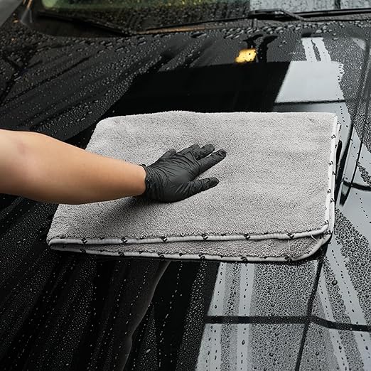 SPTA Drying Towel, Car Wash Drying Towel for Car wahing, Highly Absorbent, 1Pack Large Microfiber Towel Without Scratches or Water Spots, 26.4 x 38.2 inch, Grey-MT035