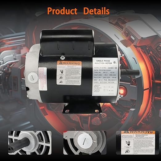 Air Compressor Motor 3.7 HP Motor 56 Frame 5/8 Inch Shaft 230 V