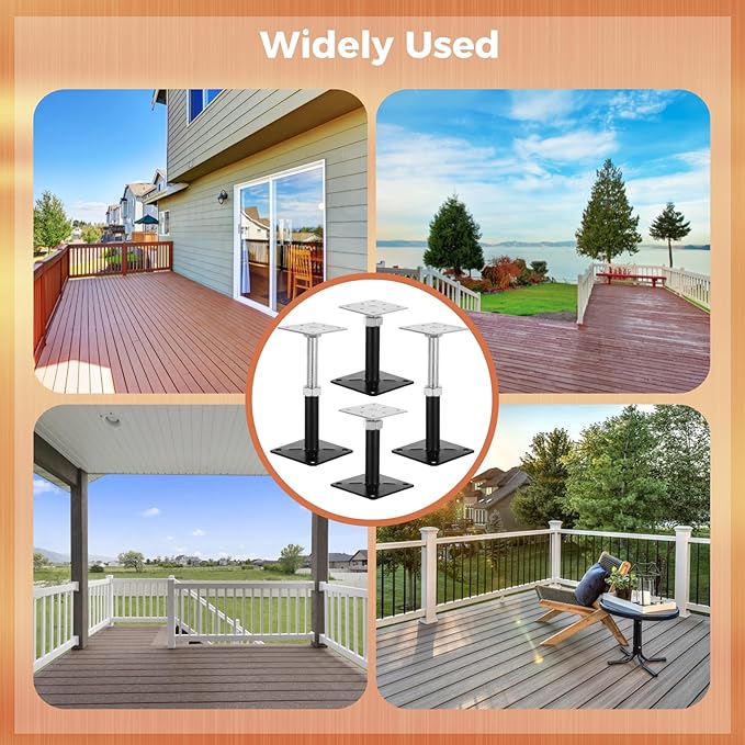 4 PCS Adjustable Floor Jacks, Heavy Duty Metal Post Floor Support, 5 to 8 Inches Mini Screw House Jack, Deck Foundation Lift Support, Level Support Floor Straightener for Balcony Patio Courtyard