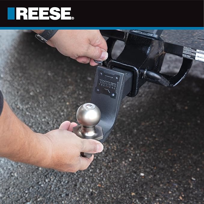 Reese Towpower 21536RAK Trailer Hitch Ball Mount Starter Kit, Fits 2 Inch Square Receiver, 2 Inch Drop, 6,000 lbs. Capacity, Includes 2 Inch Trailer Ball and Pin & Clip, Black