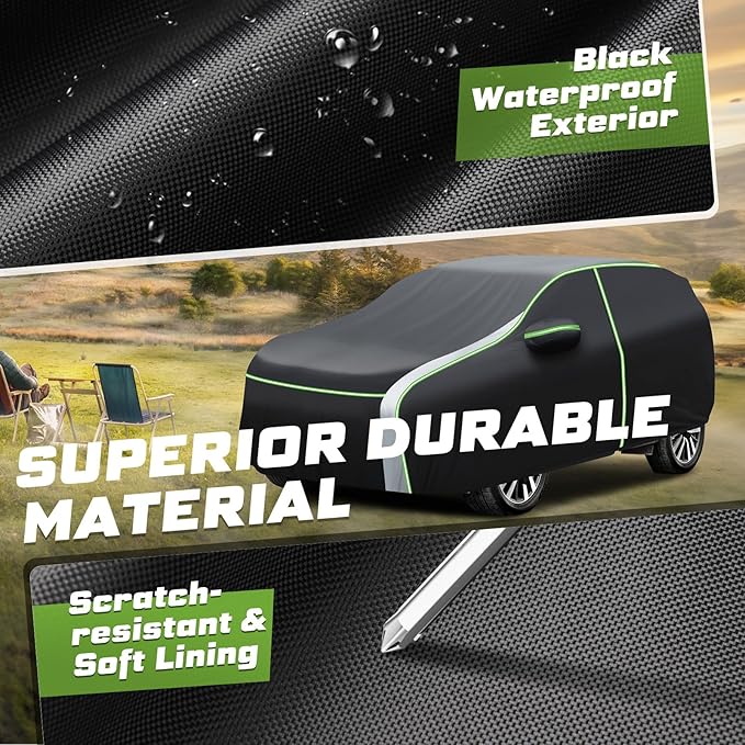 Mixsuper Liner Car Cover for Ford Transit Connect 2014-2026, 7 Layers Waterproof Car Cover Accessories for Transit Connect Van with Zipper Door, Windproof Straps, Reflective Strips, All Weather