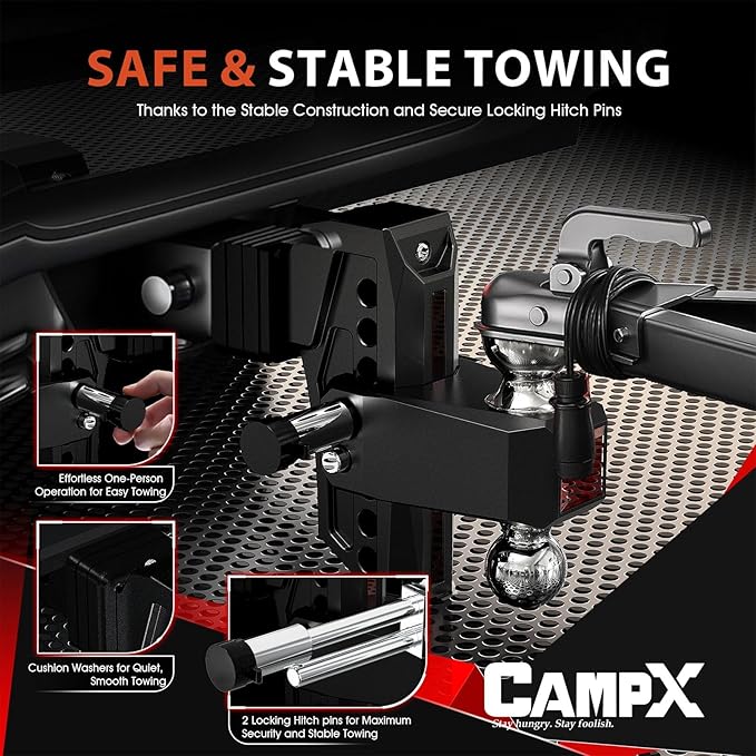 Adjustable Trailer Hitch Fits 2.5" Receiver, 6" Drop & Rise, Dual Solid Ball 2" and 2-5/16"(18,500 LBS GTW), Heavy Duty Aluminum Tow Hitch
