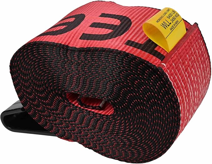 Mytee Products 4" x 30' Ratchet Straps w/Flat Hook, WLL 5,400 Trailer Tie Down Red (4 Pack)
