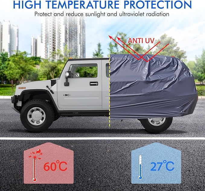 Car Cover Waterproof 2 Door, All Weather for Automobiles, Outdoor Full Exterior Cover Rain Sun UV Snowproof Protection with Zipper Cotton, Mirror Pocket for Jeep Covers Fits JK JL TJ YJ CJ