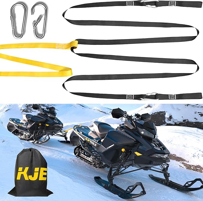KJE Snowmobile Tow Strap 19FT, 1.2'' Heavy Duty Tow Straps with Two Hook -2200LBS Break Strength, Tow Rope Accessories for Snowmobile, ATV, Sled