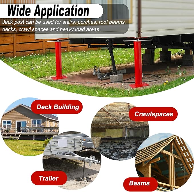 16"-21" Adjustable House Jack | 5-Ton Heavy Duty Floor Basement Jacks | House Floor Jacks Post for Beam Support, Crawl Space Shoring, Foundation Leveling & Structural Repair | Support Pole