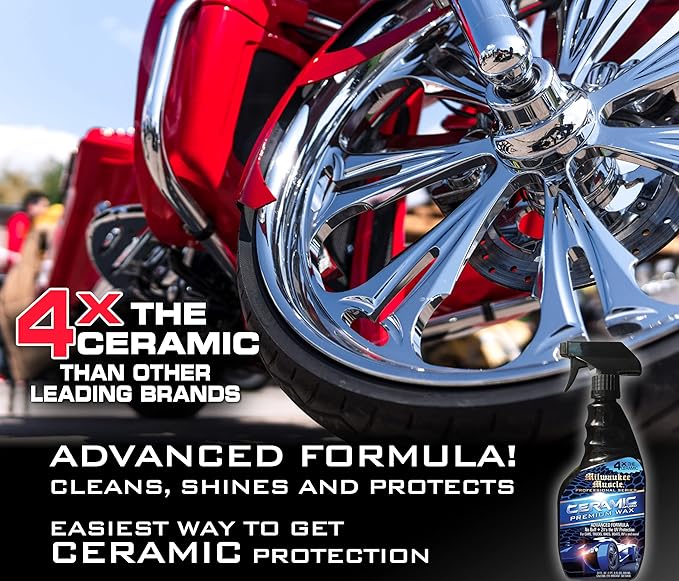 Ceramic Auto Car Wax Spray - 24 Fl Oz - Milwaukee Muscle - 4X The Ceramic Coating - Detail Spray Wax - Advanced Hydrophobic Spray for Shine and Protection
