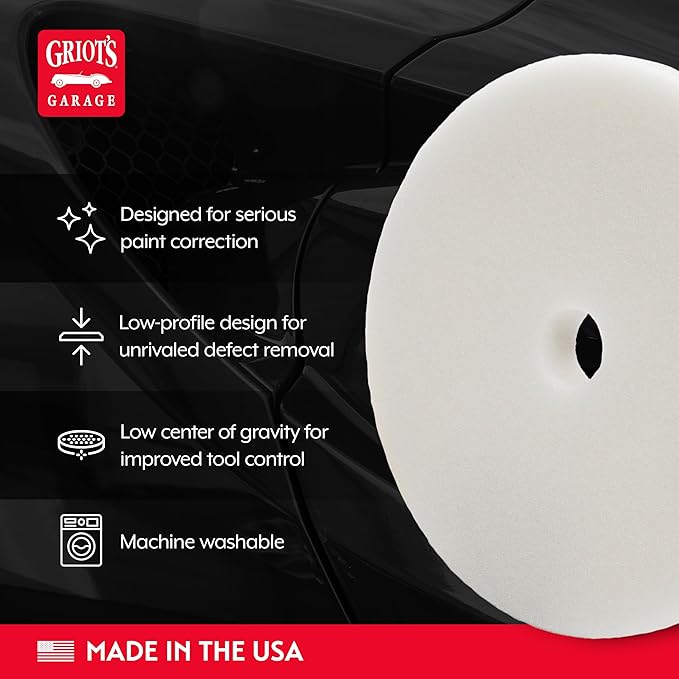 Griot's Garage BOSS 6.5" Fast Correcting Foam Pads for Car Polishing and Detailing, Buffing Pads for Moderate to Severe Scratch Removal, Set of 2