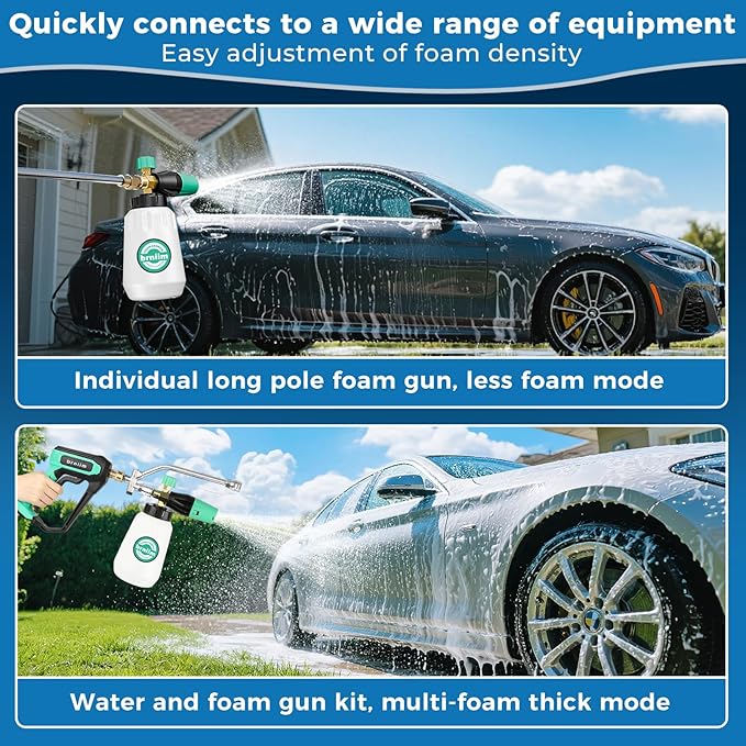 Foam Cannon for Pressure Washer with 1/4" Quick Connector，Heavy Duty Car Foam -1L Blaster Wide Neck Adjustable Snow Foam Lance，with 5 Pressure Washer Nozzle Tips