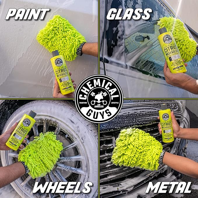Chemical Guys CWS_101_64BK Car Wash Detailing Bucket, Mitt & Accessories Bundle (6 Items) Featuring Maxi-Suds II Foaming Car Wash Soap 64 oz (.5 Gal) Cherry Scent - Works on Cars, Trucks, SUVs, & More