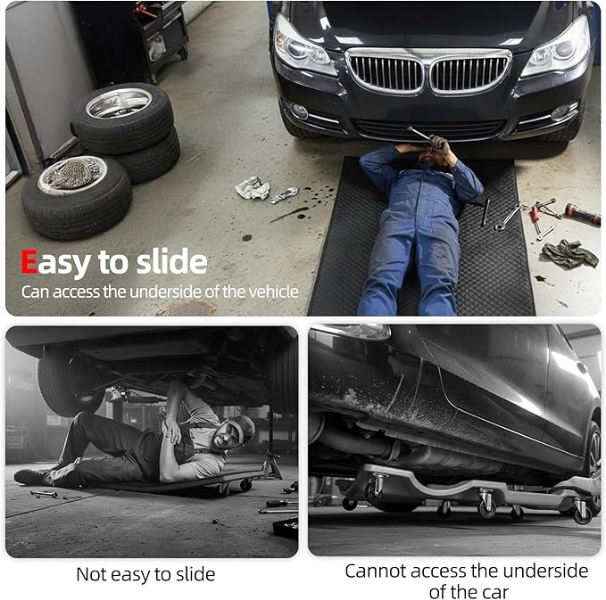 AggAuto Portable Rolling Creeper Mat - 60 x 32in Extra Wide Mechanic Mat, Waterproof PU Material, Foldable Design for Under Car Repair in Garage/Parking Lot/Outdoor, with Storage Bag