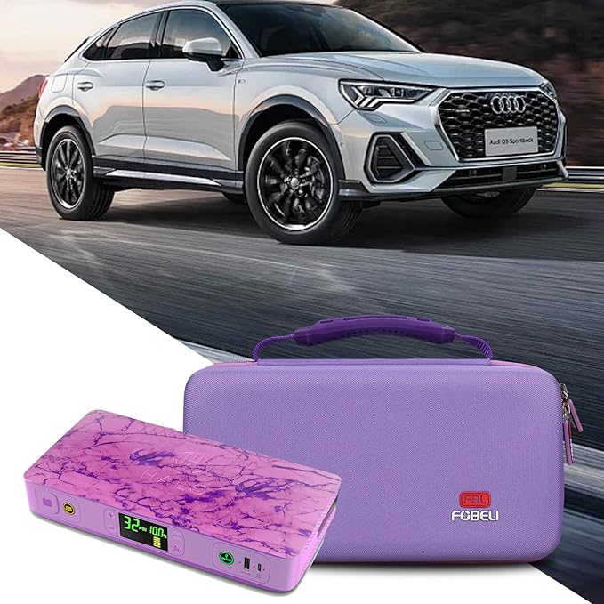 FBLFOBELI Hard Carrying Case for Halo Bolt Ultimate 2.0 & 3.0/for Halo Bolt Air + 55500 1750/for Halo Bolt Air 58830 Portable Vehicle Jump Starter with Air Compressor (Case Only) (Purple)