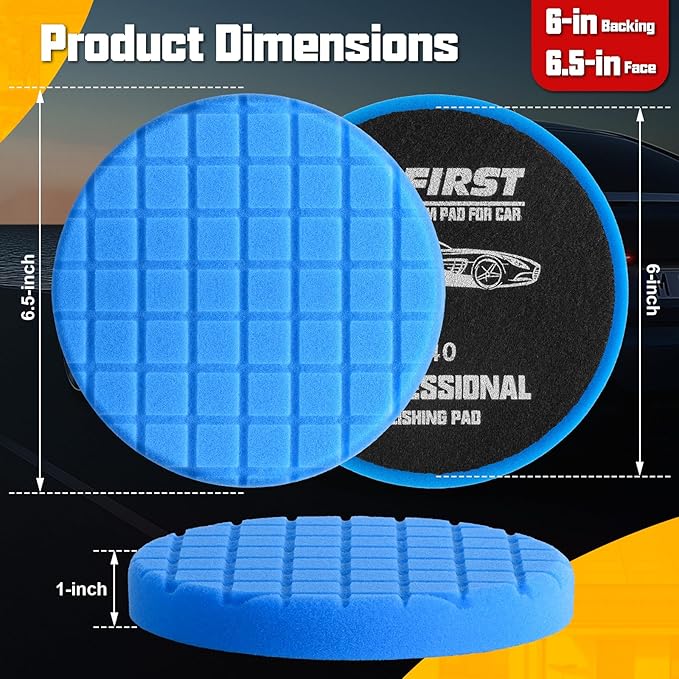 6 PCS Buffing Pads, Polishing Pad Kit 6.5 Inch Face for 6 Inch 150mm Backing Plate Compound, Cutting Polishing Pad Kit for Car Buffer Polisher Compounding, Polishing and Waxing