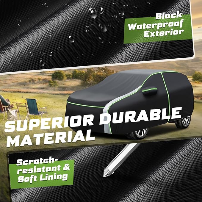 Mixsuper Liner Car Cover for Kia Sportage 1994-2026, 7 Layers Waterproof Car Cover Accessories for Sportage with Zipper Door, Windproof Straps, Reflective Strips, Anti-UV, All Weather