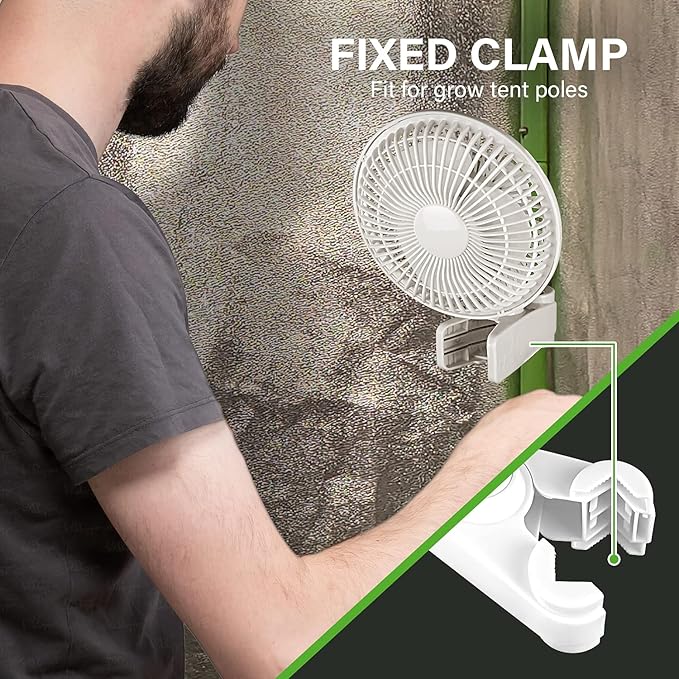 Simple Deluxe Clip Fan, 6 Inch Grow Tent Fan, Adjustable 90° Angles, 15W, 2-Speeds Control, 4 Pack