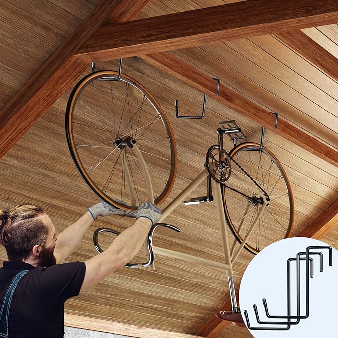 Large Vinyl Coated Heavy Duty Garage Storage Utility Hanging Hooks (6 Pack) - Rafter Hanger Hooks for Bicycle, Ladder, Fence, Pool Cover, Sport Equipment & More