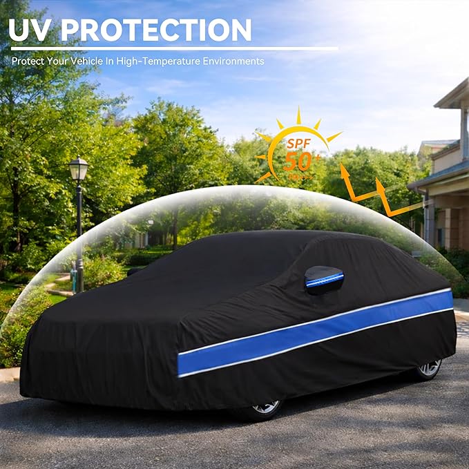 Car Cover Compatible with Honda Accord,10-Layer Car Cover Waterproof All Weather,Full Exterior Cover with Cotton Lining,Sun Rain UV Dust Snow Protection with Door Zipper,Fit for Sedan/Coupe 2001-2025