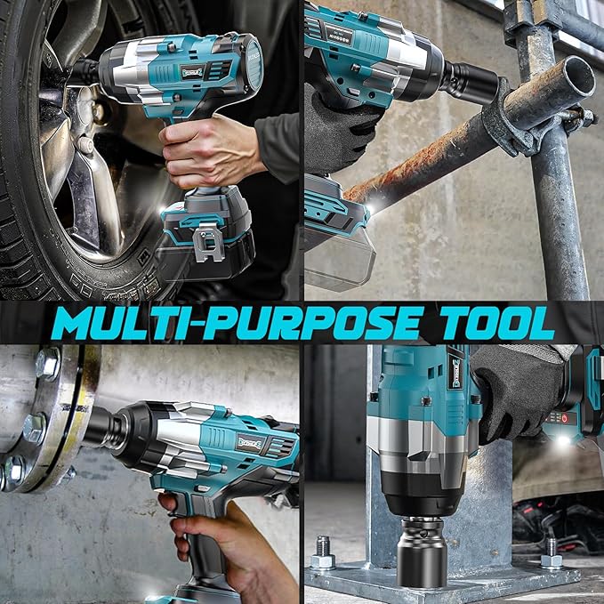 DIYtoolifz 3/4" Cordless Impact Wrench Compatible with Makita 18V Battery: 1850FT-LBS(2500N.m) High Torque Impact Driver, Auto-Stop Reverse, 4-Speed Heavy Duty Impact for Car/Truck/Mower(Bare Tool)