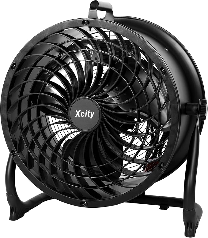 Xcity 14 Inch Metal Drum Fan, Max 2300 CFM High Velocity Industrial Floor Fan With 3 Speed & 360° Tilt For Garage, Workshop, Commercial, Patio