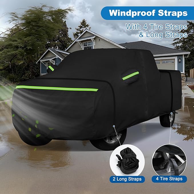 QUNSUNUS Truck Cover for Ford F-150 Super Crew Cab 5.5ft Short Bed, Waterproof F150 Truck Cover with Zipper and Straps,Compatible with Silverado 1500 Crew Cab 5.8ft 2014-2025