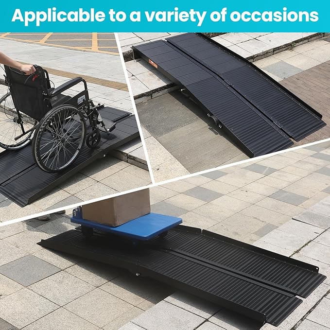 Wheelchair Ramp 6ft, Portable Non-Skid Aluminum Ramps for Wheelchairs for Home Steps, 800 LBS Capacity Handicap Ramp for Doorway, Homes, Threshold, Entry, Stairs 72" Lx 29.2" Wx2H