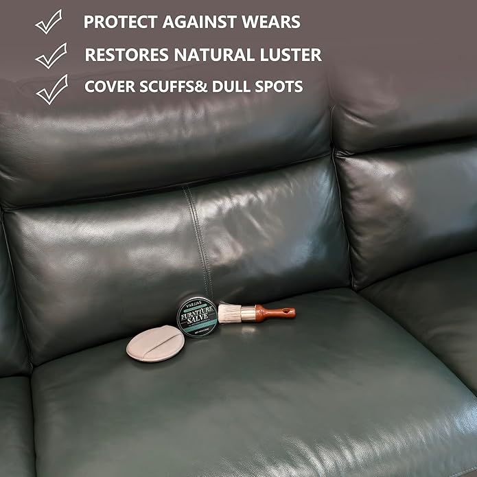 Professional Furniture Salve Kit for Leather and Wood,Polisher, Moisturizer, and Restorer for Couches - Conditioner for Leather, Wood, and Vinyl - Repair Salve with Brush and Sponge