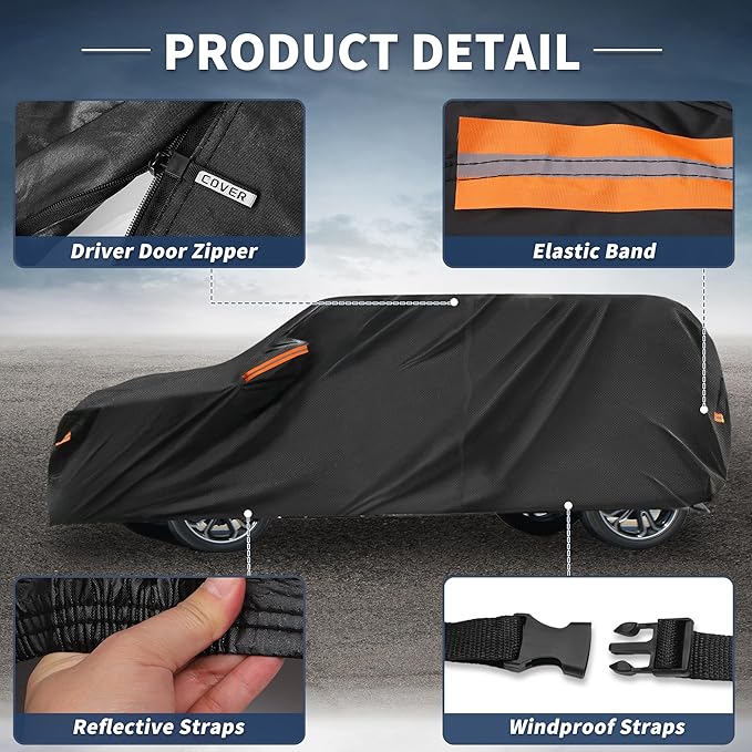 X AUTOHAUX Car Cover for Kia Soul Aluminum Film Outdoor Waterproof Sun Rain Snow Hail Protection with Driver Door Zipper