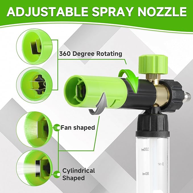 Tool Daily Short Pressure Washer Gun with Mini Foam Cannon, Dual Connector Accessory, 5 Power Washer Nozzle Tips, 1/4 Inch Quick Connect