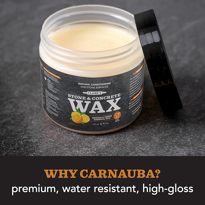 CLARK’S Stone and Concrete Wax - Soapstone Wax with Orange and Lemon Extracts - Helps Preserve and Protect Against Liquids - Revitalizes Stone Surfaces - Made with Carnauba and Beeswax