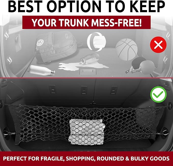 Envelope Style Trunk Mesh Cargo Net for GMC Terrain 2018-2026 - Car Accessories - Premium Trunk Organizers and Storage - Cargo Net for SUV - Vehicle Carrier Organizer for GMC Terrain