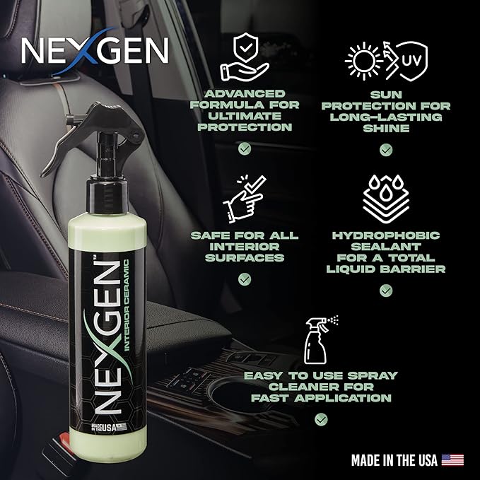 Nexgen Interior Ceramic Spray — Ultimate Interior Protection — Spray-on and Wipe-off Ceramic Coating for Hard Interior Surfaces (8 oz)