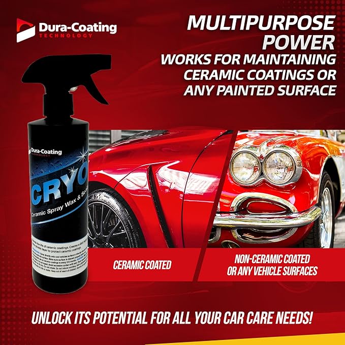 DURA-COATING TECHNOLOGY, CRYO Hybrid Ceramic Spray Sealant - Ceramic Spray Sealant & Detailer for Smooth & Streak-Less Finish - 16 oz Bottle of Hybrid Polymer Ceramic Spray Sealant & Plush Towel
