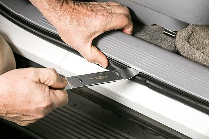 ARES 10099 - Compact Double End Metal Skin Wedge Prybar Tool - Durable Prybar Removes Trim, Paneling, Fasteners, and More - Compact Design with Curved and Straight Ends for Increased Versatility