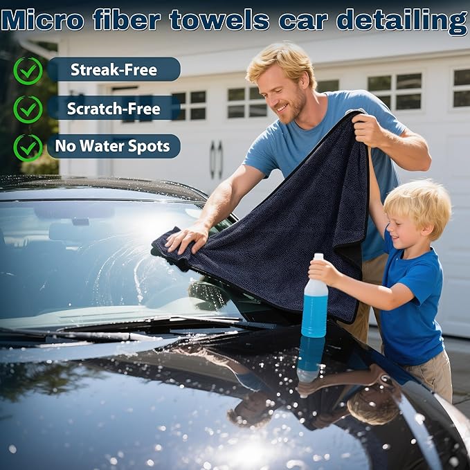 4PCS Car Drying Towel Microfiber Detailing Kit - 36x24 in Car Towels Cleaning Supplies, Reusable Shammy Quick Dry Cloth for Carwash, for Auto, Boat, RV, Garage & Home, Scratch-Safe Absorbent Cleaning