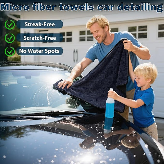 4PCS Car Drying Towel Microfiber Detailing Kit - 36x24 in Car Towels Cleaning Supplies, Reusable Shammy Quick Dry Cloth for Carwash, for Auto, Boat, RV, Garage & Home, Scratch-Safe Absorbent Cleaning