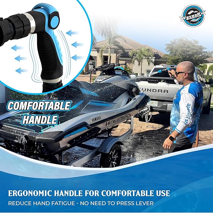 WAVESRX PWC & Boat Wash Sprayer & Engine Flush Mixer to Wash Salt Away | Dual-Use Marine Soap Foamer to Quickly Wash and Rinse | Cleaning Kit for Boating with Garden Hose Quick-Connect