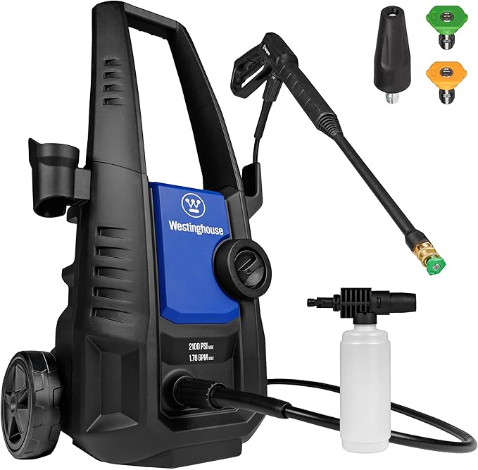 Westinghouse ePX3050 Electric Pressure Washer, 2100 Max PSI 1.76 Max GPM with Foam Cannon and Turbo Nozzle, for Cars/Fences/Driveways/Home/Patios