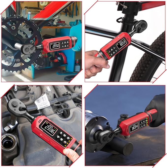 3/8-inch Digital Torque Wrench(0.66-44.29Ft.Lb/0.9-60N.m) ±1% Accuracy Digital Torque Wrench with Vibration, Buzzer,LED Notification and Five Units of Measure, for Bike, DIY and Home Repair
