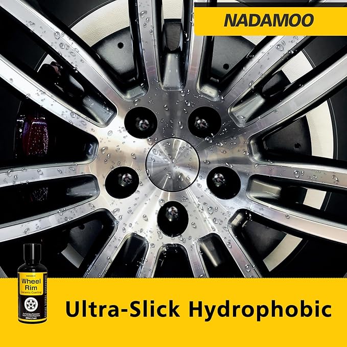 NADAMOO Wheel Rim Ceramic Coating Kit 30ml, High-Heat Resistant Hydrophobic Protection, Gloss Finish, Self-Cleaning, Repels Brake Dust & Dirt, Ceramic Protection for Alloy Rims