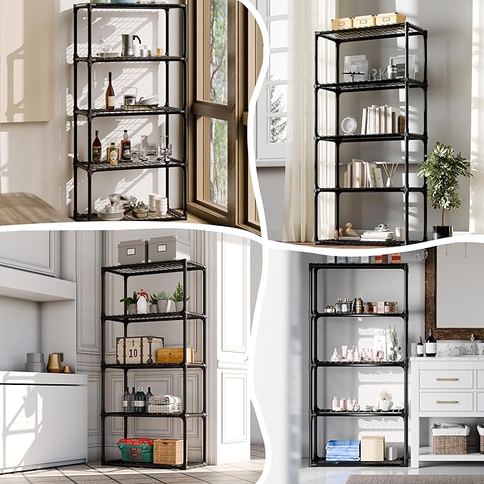 ALTLER Heavy Duty 5-Shelf Shelving Unit Standing Storage Shelf Units for Laundry Bathroom Kitchen Pantry Closet