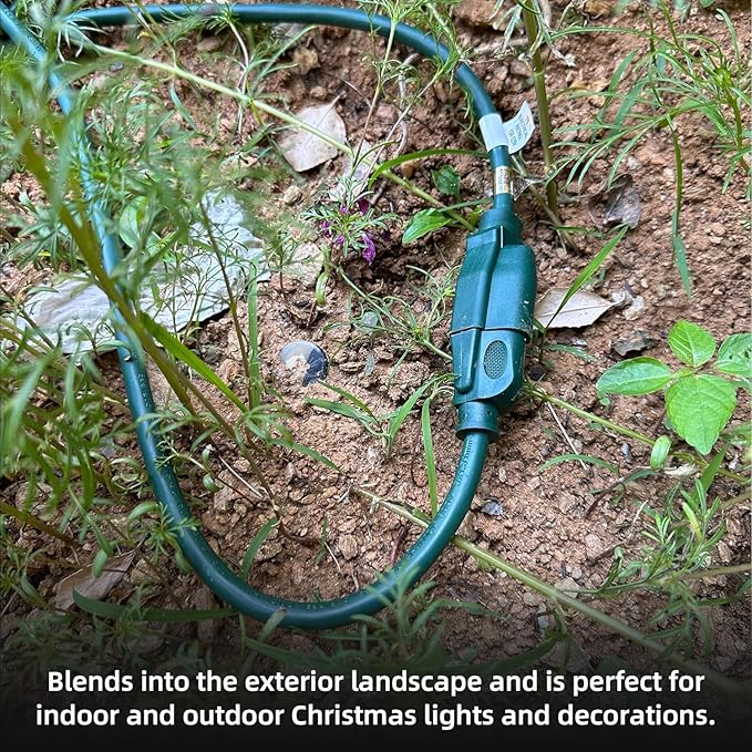 YOJOE Indoor Outdoor Extension Cord, 3 Prong 10A Weatherproof Power Cord, 16 Gauge Heavy Duty 100 ft Green Extension Cord for Garage, Garden and Home, 16/3 SJTW UL Listed
