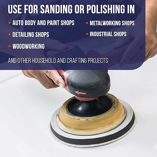 TCP Global 6" x 7/16" 10mm Thick Soft Density Interface Pad for DA Polishers & Sanders, 6 + 1 Hole Pattern Dustless, Hook & Loop Foam Cushion, Use Between Vacuum Sanding Discs, Polisher Polishing Pads