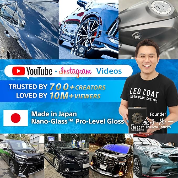 LEO COAT 2-Layer Nano Ceramic Coating Spray [Made in Japan] – 3-Year Base Protection & Ultra-Gloss Mirror Finish – Easy DIY for Cars, SUVs & Motorcycles