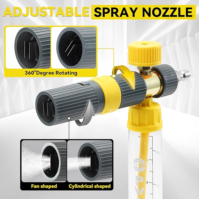 PWACCS Pressure Washer Gun with Foam Cannon, Mini No-Dilution Foam Cannon Pro Power Wash, Soap Cannon with 4 Nozzle Tips for Car Wash