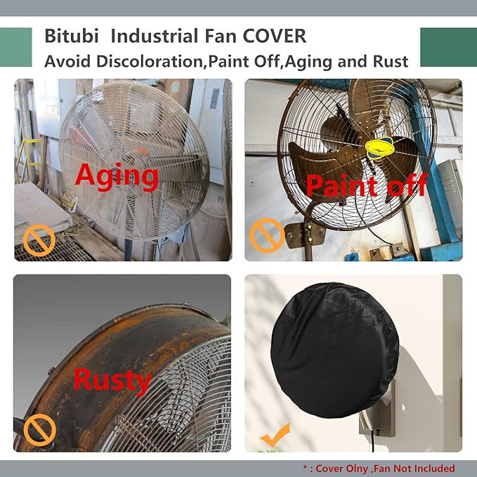 Bitubi Wall Mount Fan Cover,Waterproof Outdoor Fan Covers,Compatible for 18-20 Inch Industrial Fan and Pedestal Fan,Heavy Duty 600D oxford Dustproof Fan Cover,Black