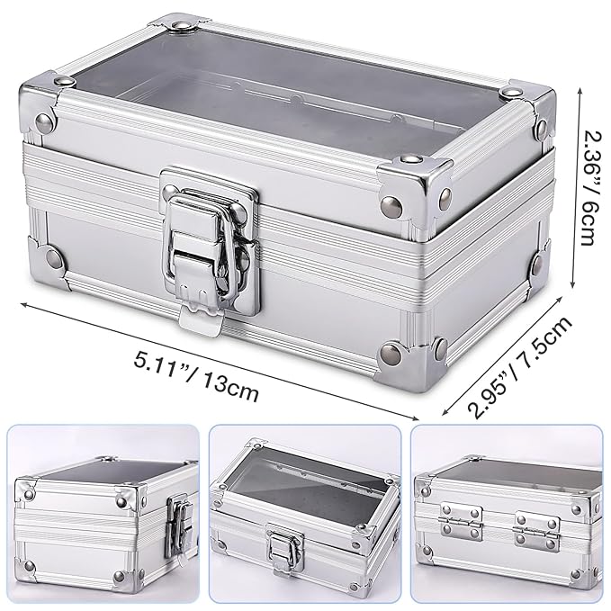 Noverlife 50 Holes Nail Drill Bit Holder Case, Professional Polishing Heads Holder Organizer, Silver Bit Storage Box, Large Display Container for Salon Grinding Head